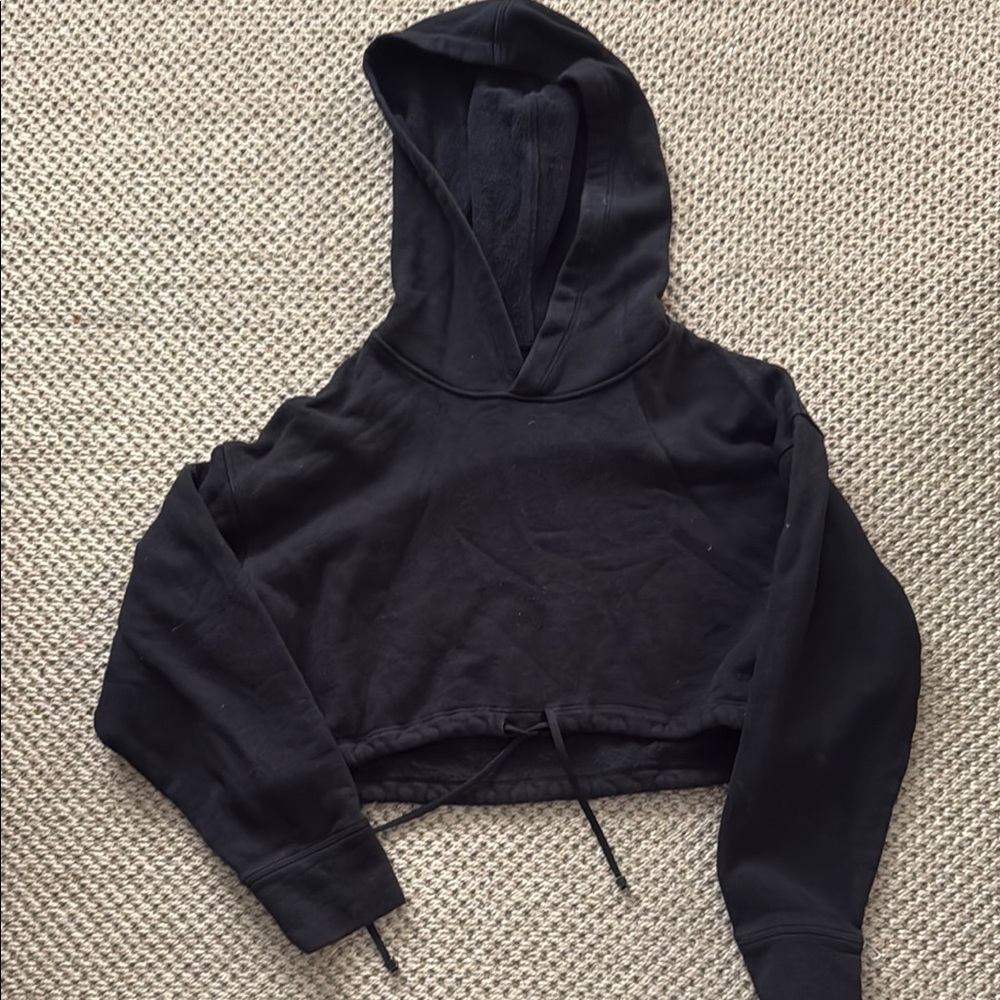 Koral Black Cropped Oversized Hoodie